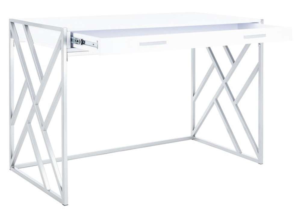 Safavieh - Elaine 1 Drawer Desk - White - Silver - DSK2201B veiw 3