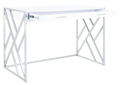 Safavieh - Elaine 1 Drawer Desk - White - Silver - DSK2201B veiw 3