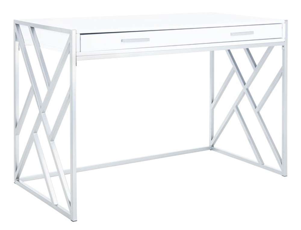 Safavieh - Elaine 1 Drawer Desk - White - Silver - DSK2201B veiw 4