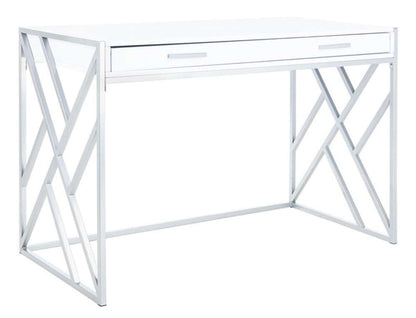 Safavieh - Elaine 1 Drawer Desk - White - Silver - DSK2201B veiw 4
