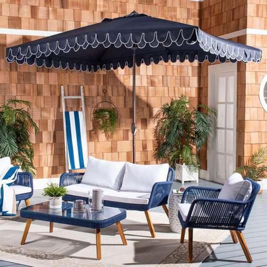 Safavieh - Elegant 6.5X10 Rect Umbrella - Navy - White - PAT8306A veiw 2