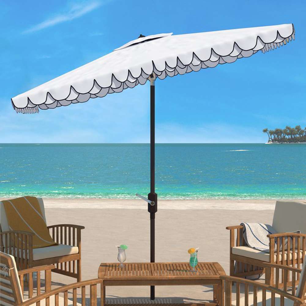 Safavieh - Elegant 6.5X10 Rect Umbrella - White - Black - PAT8306E veiw 2