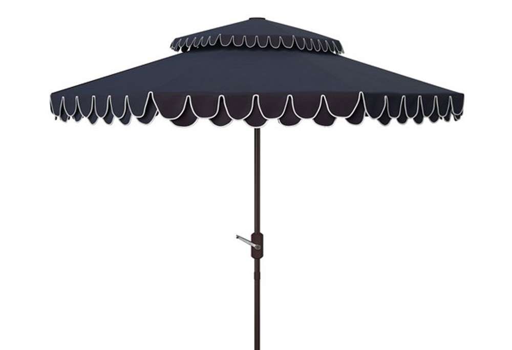 Safavieh - Elegant 9Ft Double Top Umbrella - Navy - White - PAT8206A veiw 1