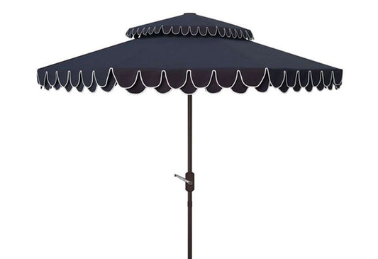 Safavieh - Elegant 9Ft Double Top Umbrella - Navy - White - PAT8206A veiw 1