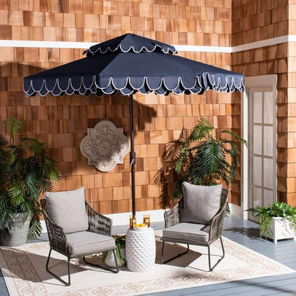 Safavieh - Elegant 9Ft Double Top Umbrella - Navy - White - PAT8206A veiw 2