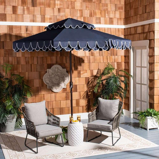 Safavieh - Elegant 9Ft Double Top Umbrella - Navy - White - PAT8206A veiw 2