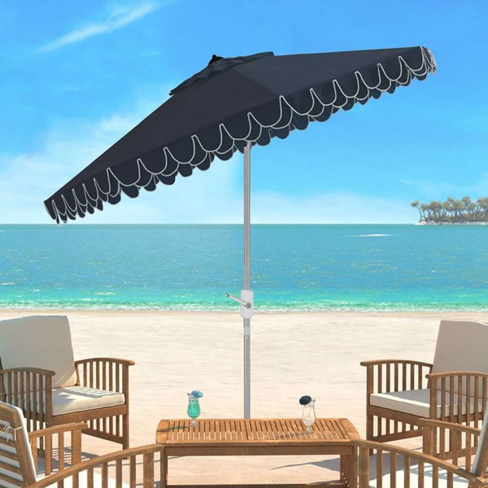 Safavieh - Elegant Valance 9Ft Umbrella - Navy - White - PAT8006G veiw 1