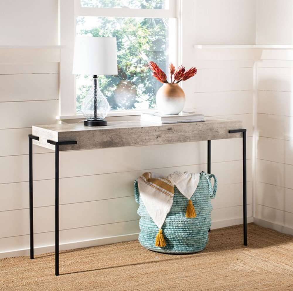 Safavieh - Eli Rectangle Console Table - Light Grey - Black - CNS4200A veiw 2