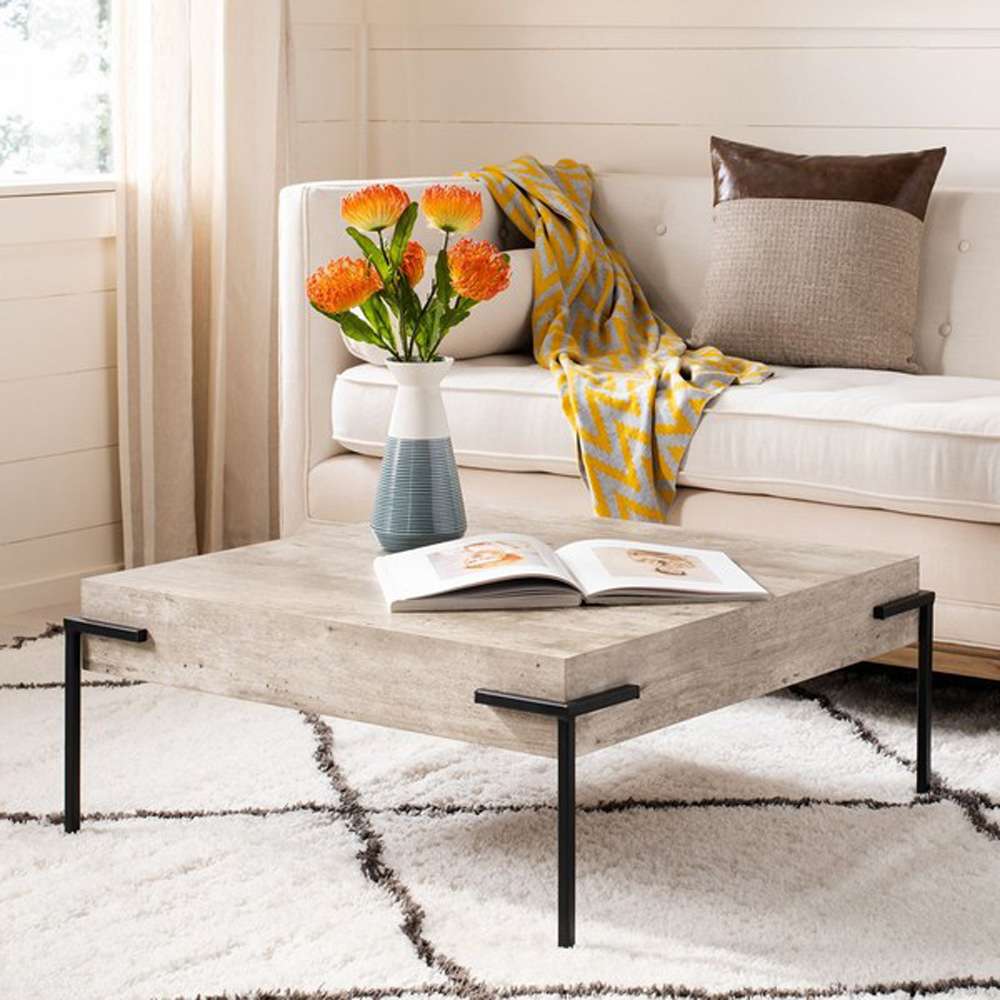 Safavieh - Eli Square Coffee Table - Light Grey - Black - COF4200A veiw 2