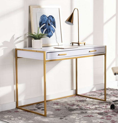 Safavieh - Elodie 1 Drawer Desk - White - Gold - DSK2209A veiw 3