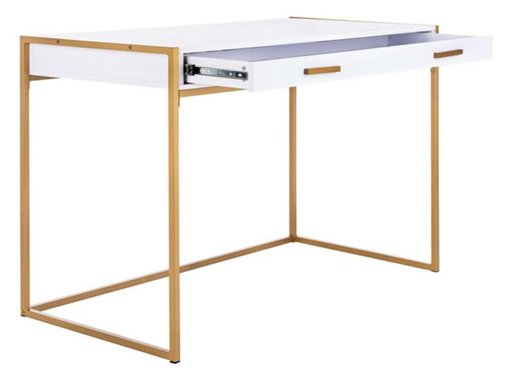 Safavieh - Elodie 1 Drawer Desk - White - Gold - DSK2209A veiw 4