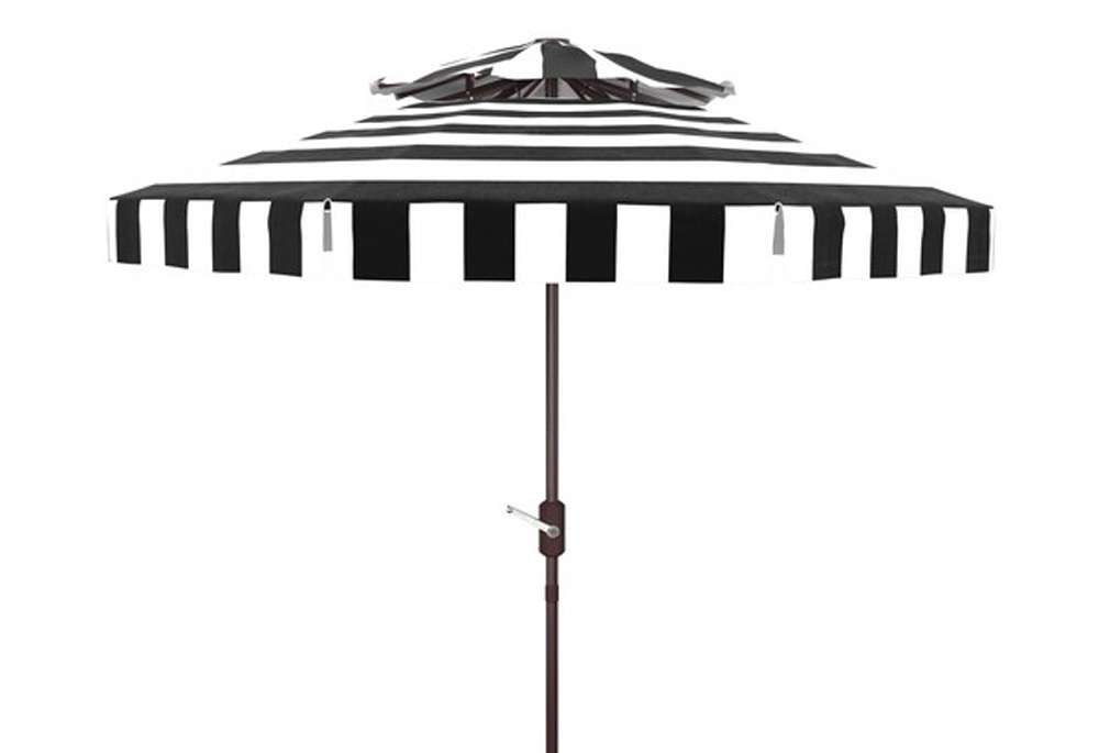 Safavieh - Elsa Fashn 9Ft Dbltop Umbrella - Black - White - PAT8203A veiw 1