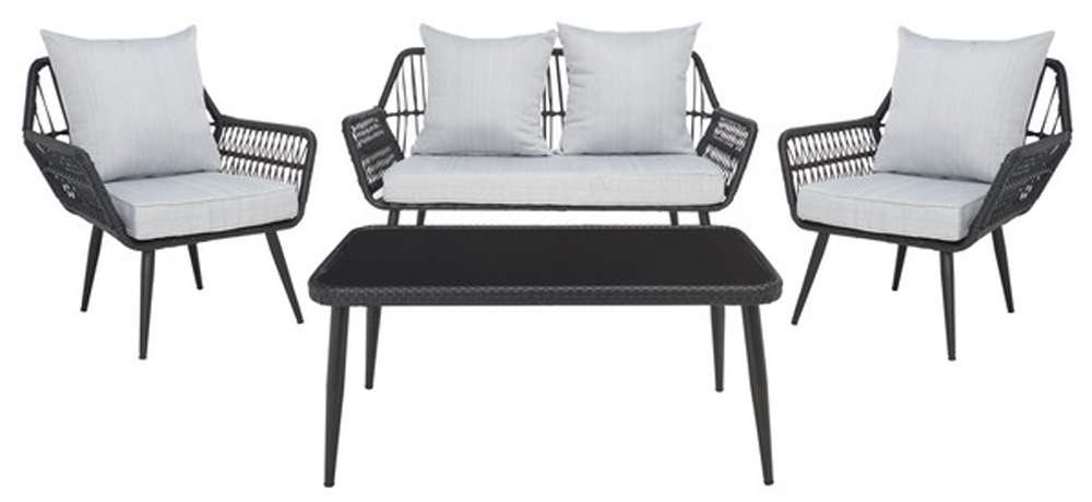 Safavieh - Elsbeth 4Pc Living Set - Black - Grey - PAT9029A veiw 1
