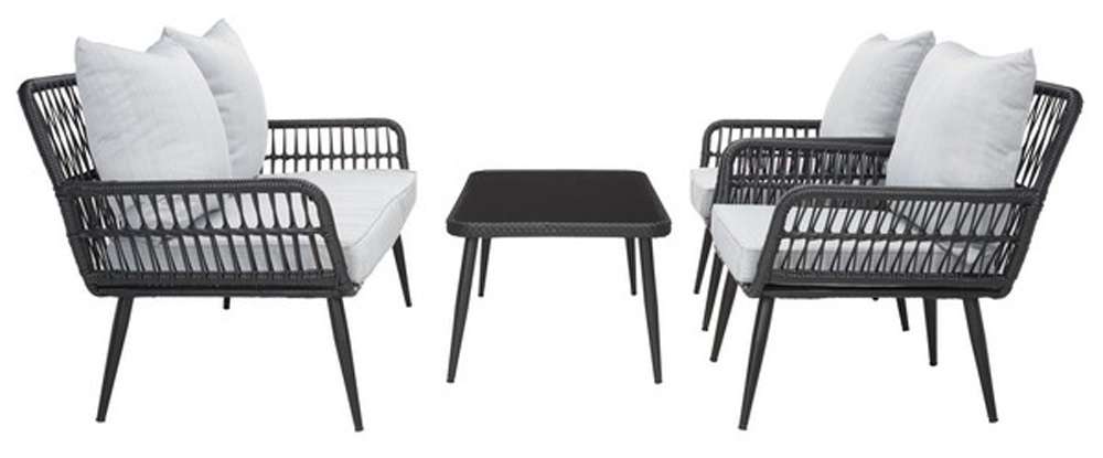Safavieh - Elsbeth 4Pc Living Set - Black - Grey - PAT9029A veiw 3
