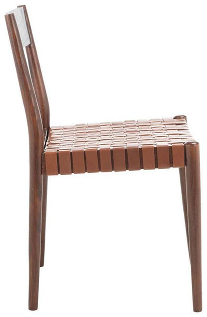 Safavieh - Eluned Leather Dining Chair - Cognac - Brown  (Set of 2) - DCH1201A-SET2 veiw 3
