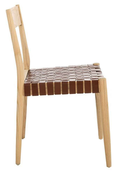 Safavieh - Eluned Leather Dining Chair - Cognac - Natural  (Set of 2) - DCH1201D-SET2 veiw 3