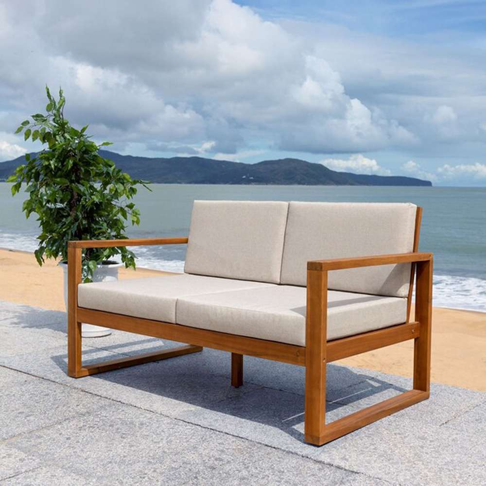 Safavieh - Emiko Outdoor Bench - Natural - Light Grey - PAT7302E veiw 2