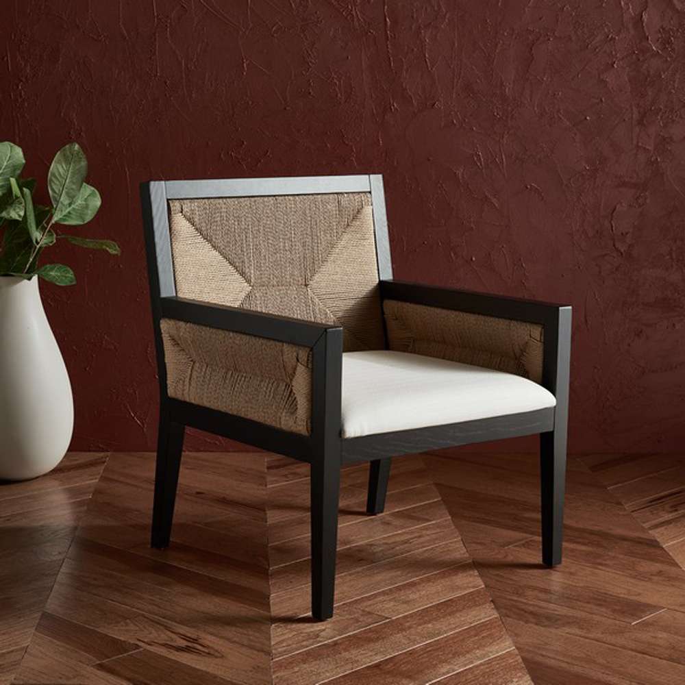 Safavieh - Couture - Emilio Woven Accent Chair - Black - Natural - SFV4124A veiw 3