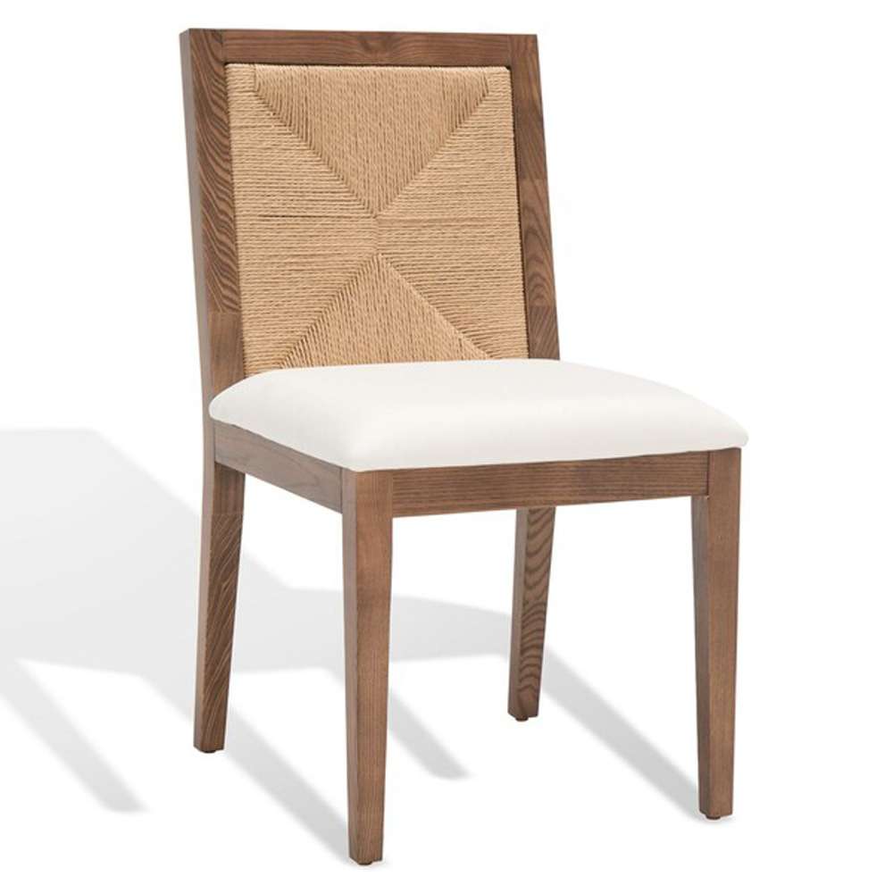 Safavieh - Couture - Emilio Woven Dining Chair - Walnut - Natural  (Set of 2) - SFV4123D-SET2 veiw 3