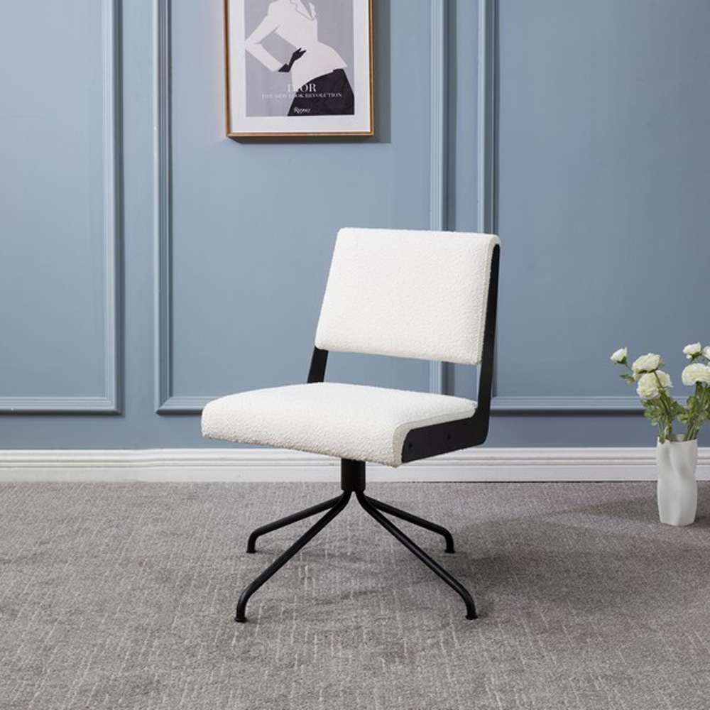 Safavieh - Couture - Emmeline Swivel Office Chair - Ivory - Black - SFV4758H veiw 2