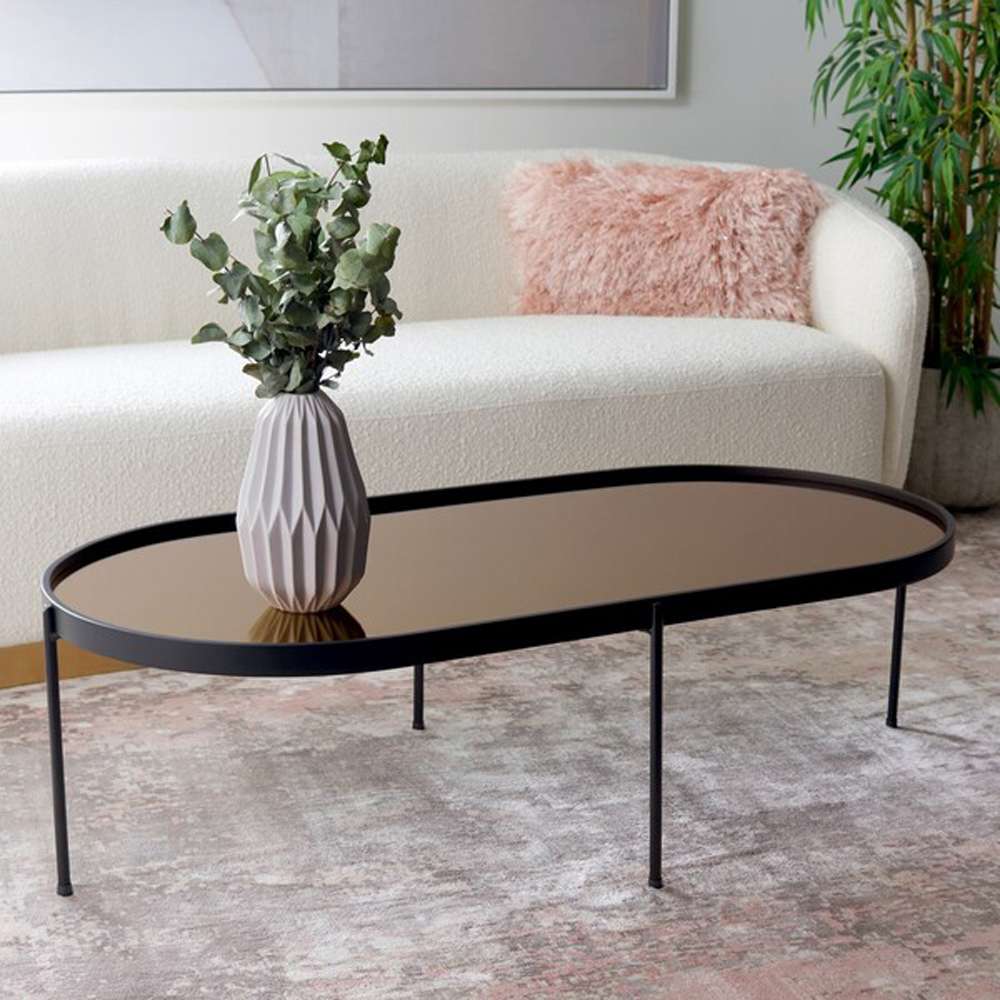 Safavieh - Emmerick Mirrored Coffee Table - Rose Gold - Black - COF4219A veiw 2