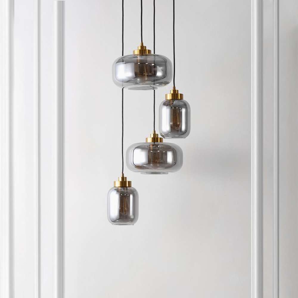 Safavieh - Equinox 4Lt 19 Inch Pendant - Smoke Grey - Brass - PND4142A veiw 1