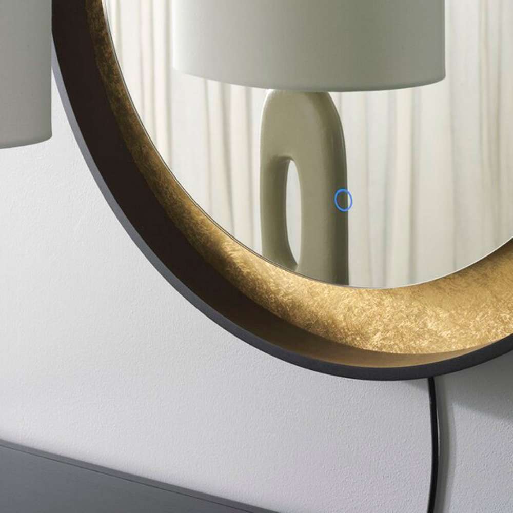 Safavieh - Erdem 30in Led Mirror - Black - Gold Leaf - LMR1014B veiw 2