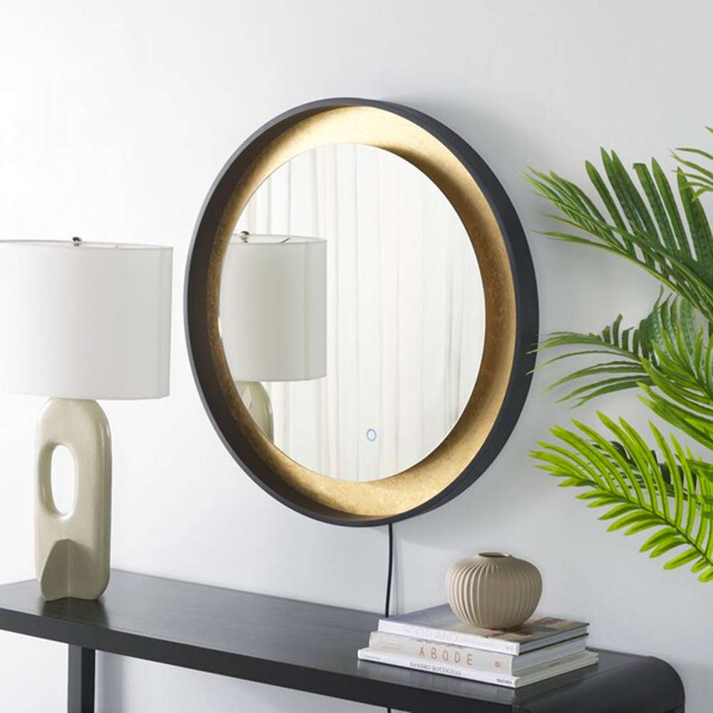 Safavieh - Erdem 30in Led Mirror - Black - Gold Leaf - LMR1014B veiw 3