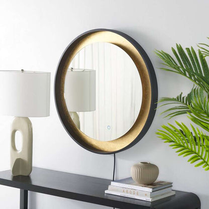 Safavieh - Erdem 30in Led Mirror - Black - Gold Leaf - LMR1014B veiw 3