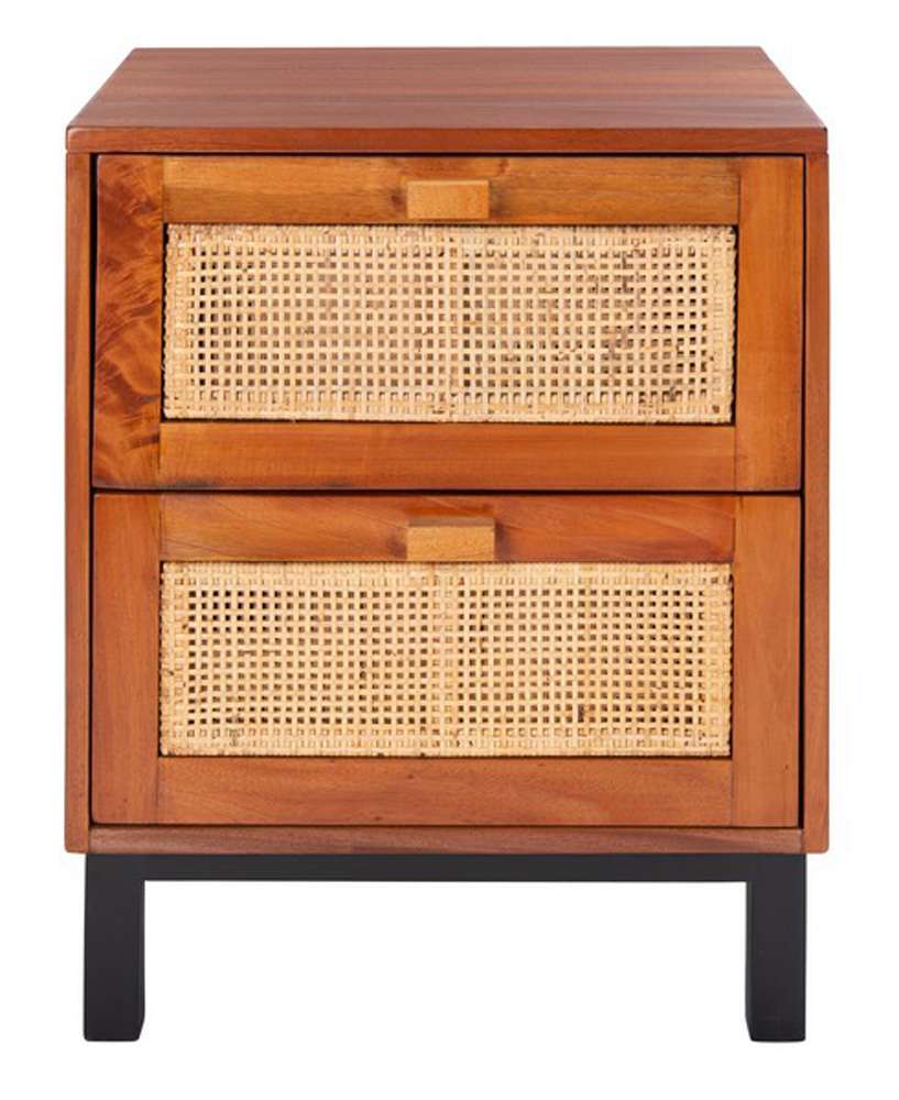 Safavieh - Erica 2 Drawer Nightstand - Natural - Black - NST4006A veiw 1