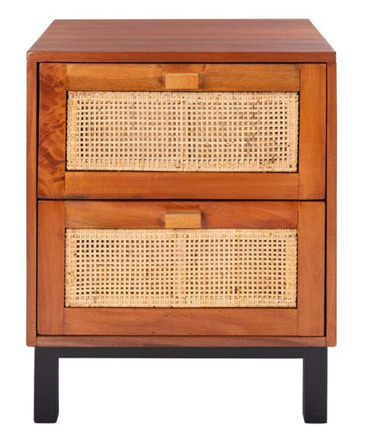 Safavieh - Erica 2 Drawer Nightstand - Natural - Black - NST4006A veiw 1