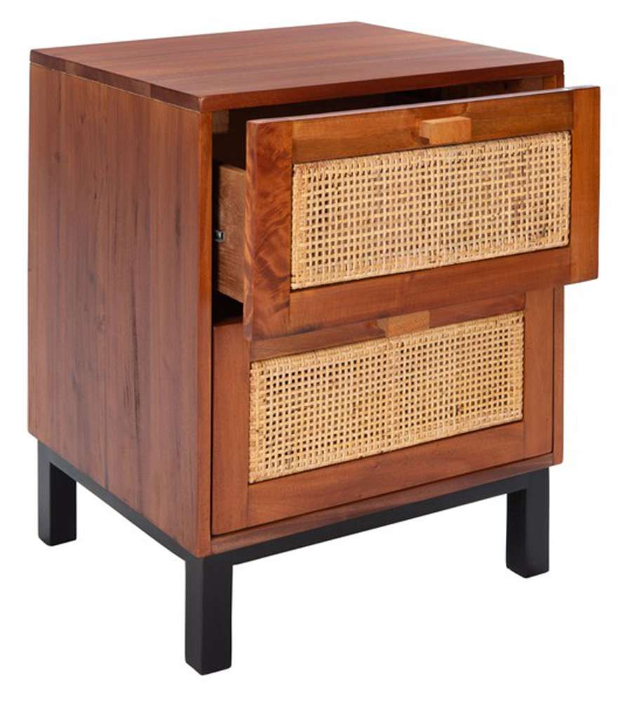 Safavieh - Erica 2 Drawer Nightstand - Natural - Black - NST4006A veiw 4