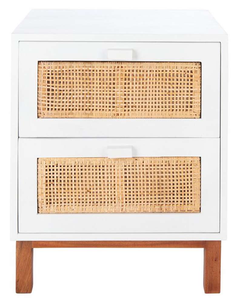 Safavieh - Erica 2 Drawer Nightstand - White - Natural - NST4006B veiw 1