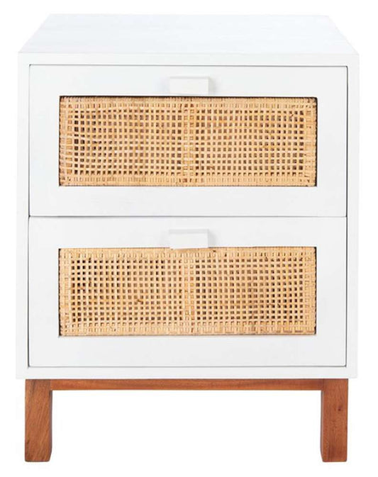 Safavieh - Erica 2 Drawer Nightstand - White - Natural - NST4006B veiw 1