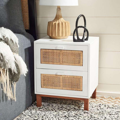 Safavieh - Erica 2 Drawer Nightstand - White - Natural - NST4006B veiw 2