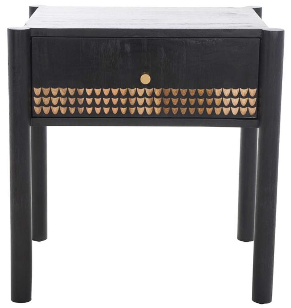 Safavieh - Errington 1 Drawer Nightstand - Black - Natural - NST9011A veiw 1
