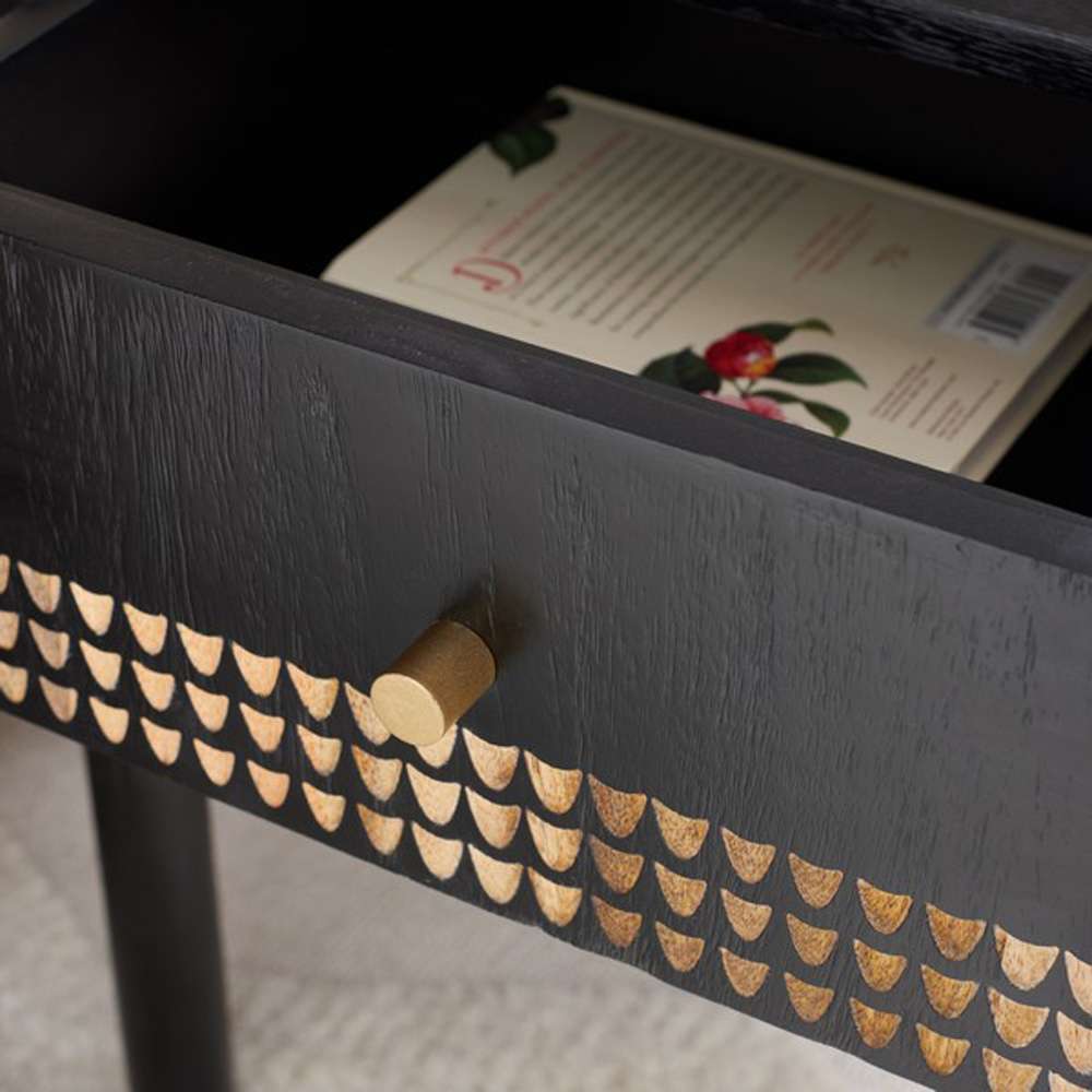 Safavieh - Errington 1 Drawer Nightstand - Black - Natural - NST9011A veiw 2