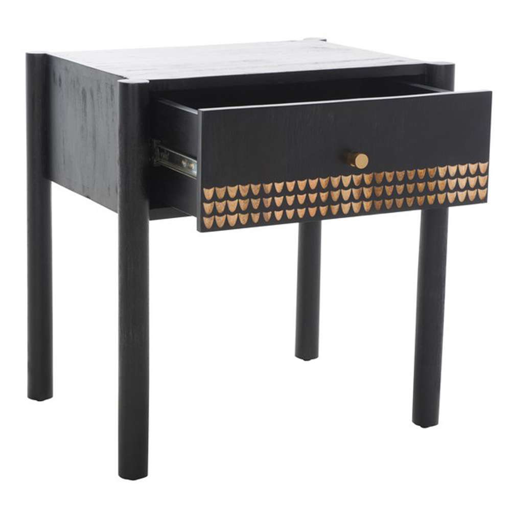 Safavieh - Errington 1 Drawer Nightstand - Black - Natural - NST9011A veiw 4