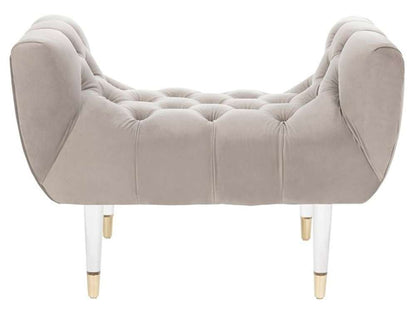 Safavieh - Couture - Eugenie Tufted Velvet Bench - Pale Taupe - Gold - SFV4705A veiw 1