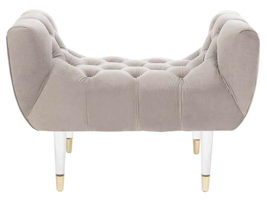 Safavieh - Couture - Eugenie Tufted Velvet Bench - Pale Taupe - Gold - SFV4705A veiw 1