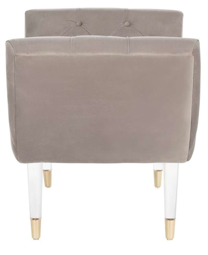 Safavieh - Couture - Eugenie Tufted Velvet Bench - Pale Taupe - Gold - SFV4705A veiw 3