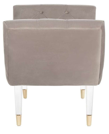 Safavieh - Couture - Eugenie Tufted Velvet Bench - Pale Taupe - Gold - SFV4705A veiw 3