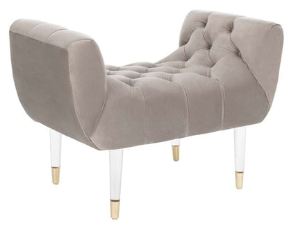 Safavieh - Couture - Eugenie Tufted Velvet Bench - Pale Taupe - Gold - SFV4705A veiw 4