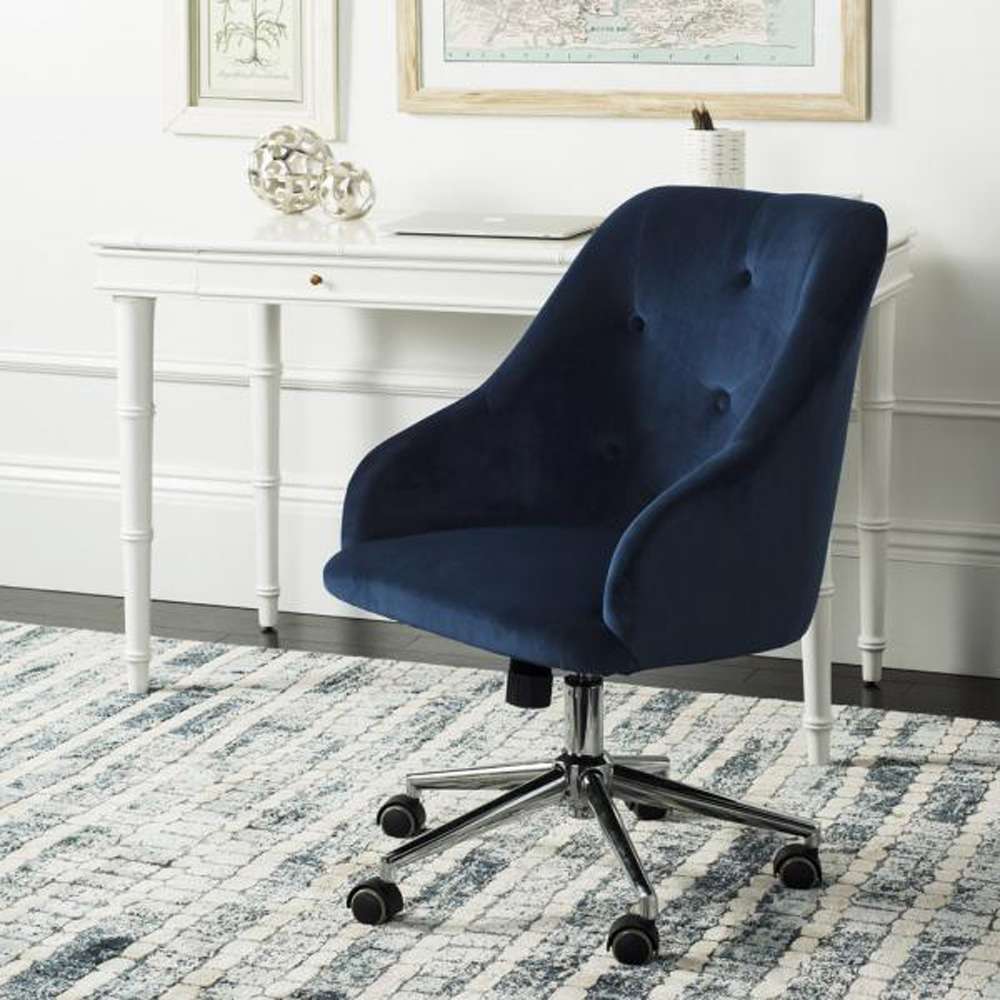Safavieh - Evelynn Tufted Swvl Ofc Chair - Navy - Chrome - OCH4502B veiw 3