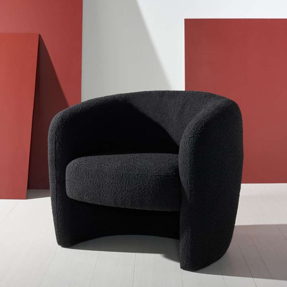 Safavieh - Couture - Everly Barrel Back Accent Chair - Black - SFV5029B veiw 3