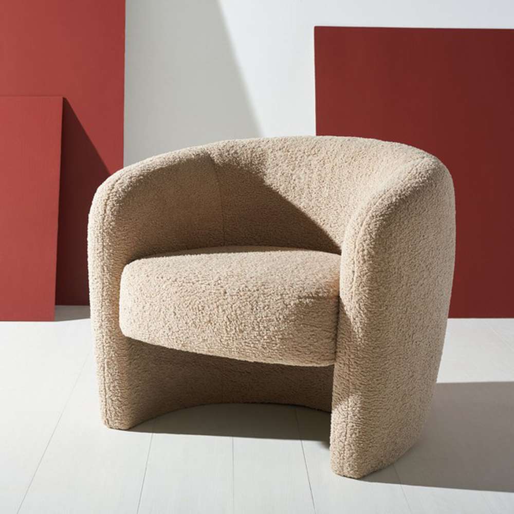 Safavieh - Couture - Everly Barrel Back Accent Chair - Light Brown - SFV5029C veiw 3