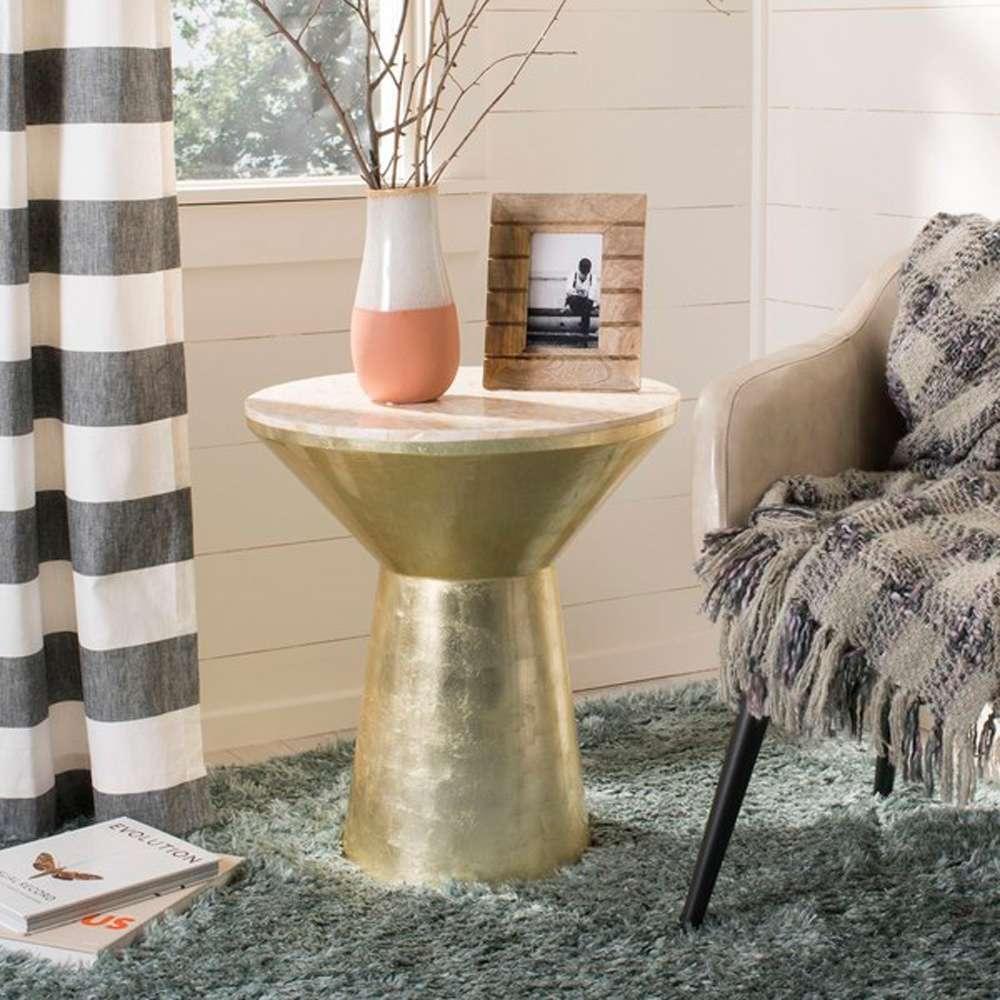 Safavieh - Fae Mosaic Top Rnd Side Table - Pink Champagne - Gold - TRB1008A veiw 2