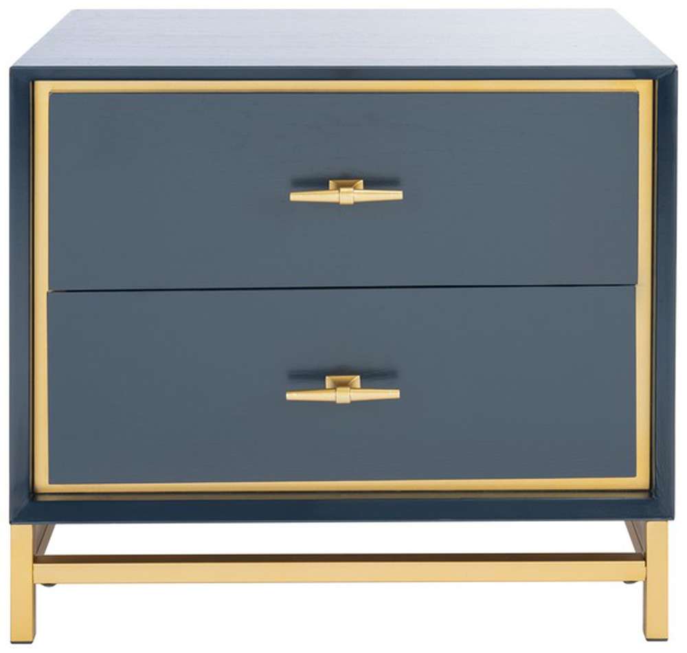 Safavieh - Fenno 2 Drawer Nightstand - Teal - Brass - NST6401A view 1