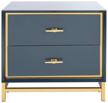 Safavieh - Fenno 2 Drawer Nightstand - Teal - Brass - NST6401A view 1