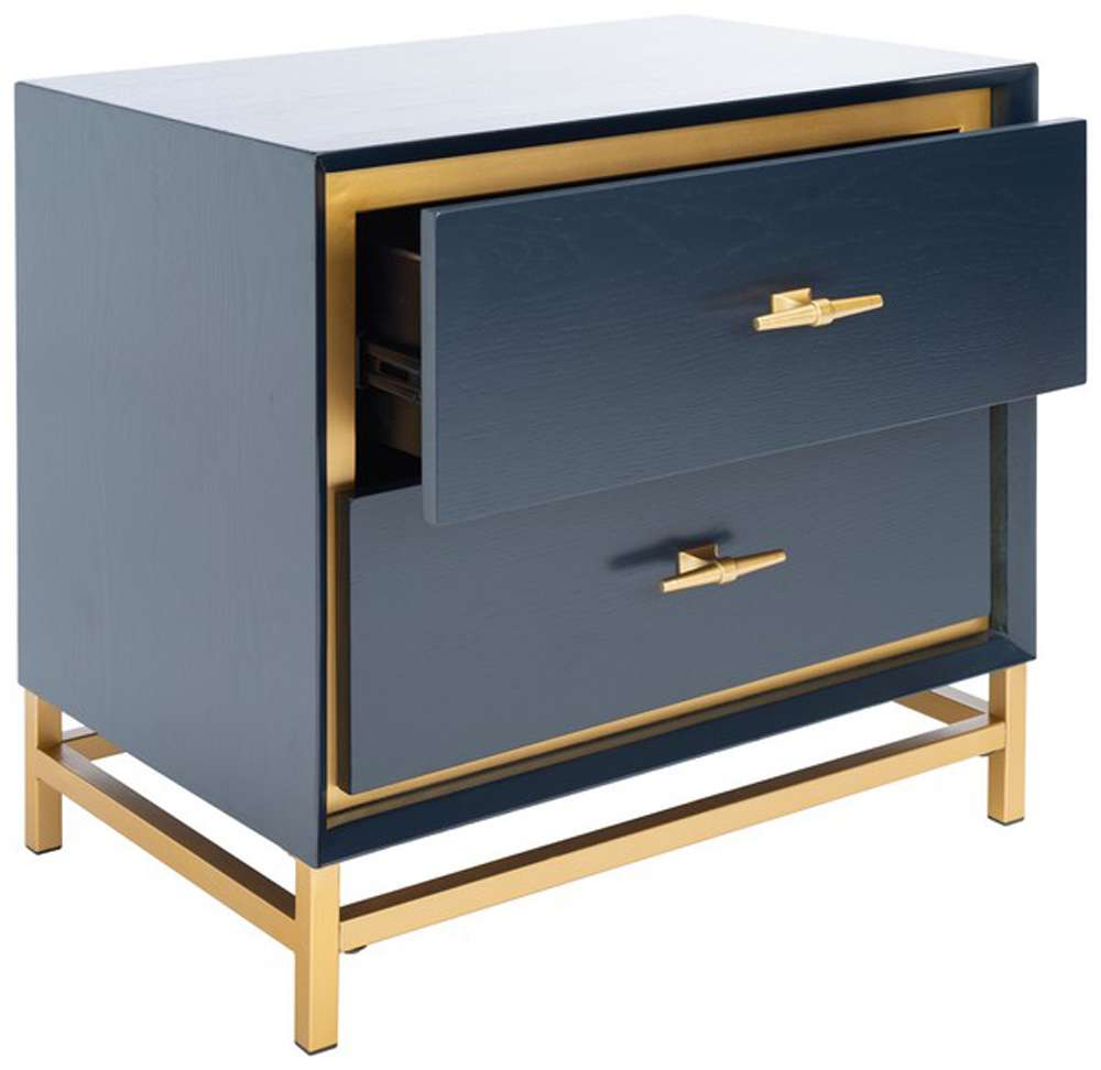 Safavieh - Fenno 2 Drawer Nightstand - Teal - Brass - NST6401A view 4